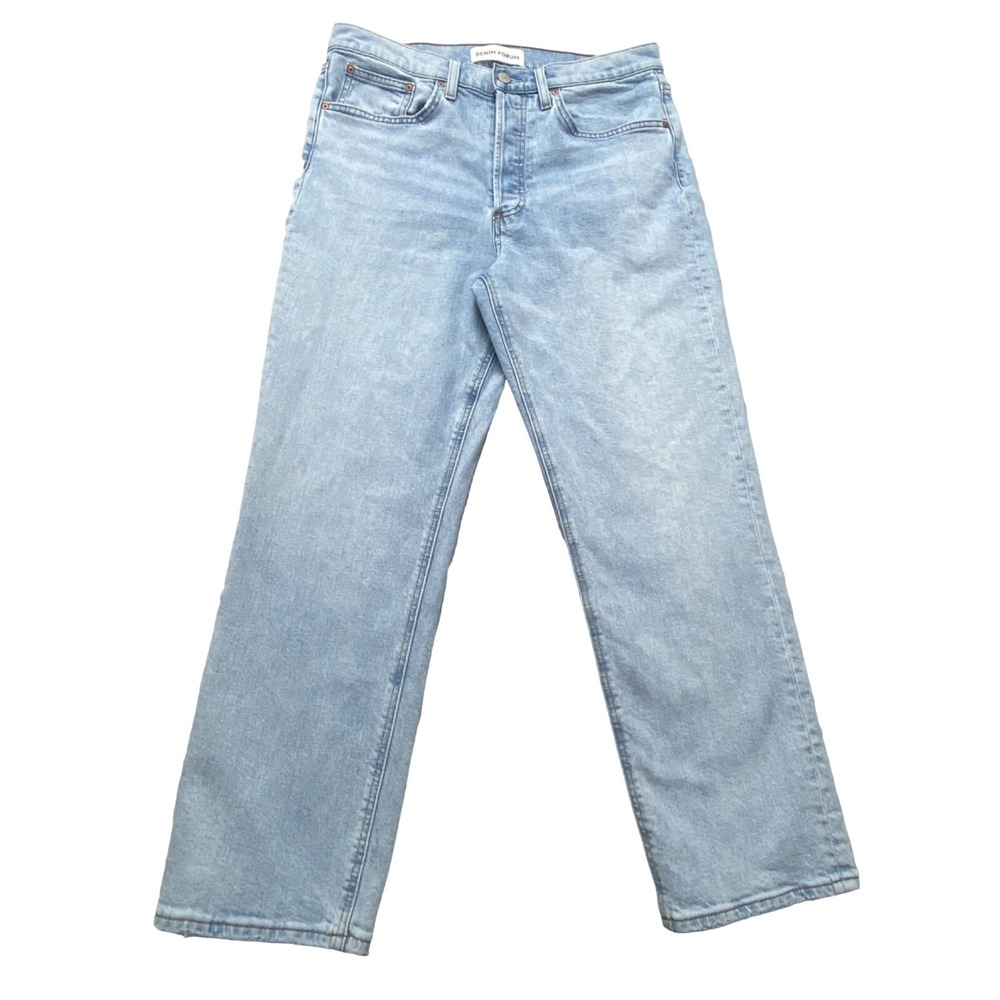 Denim Forum Jeans Womens 32x27 Blue Light Wash Arlo High Rise Straight Denim